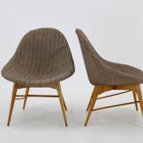 1970s Pair of Shell Beech Chairs, Czechoslovakia