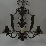 Pair of grey patinated iron wall lamps
