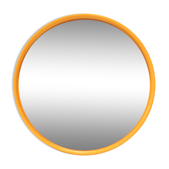 Yellow round space age mirror