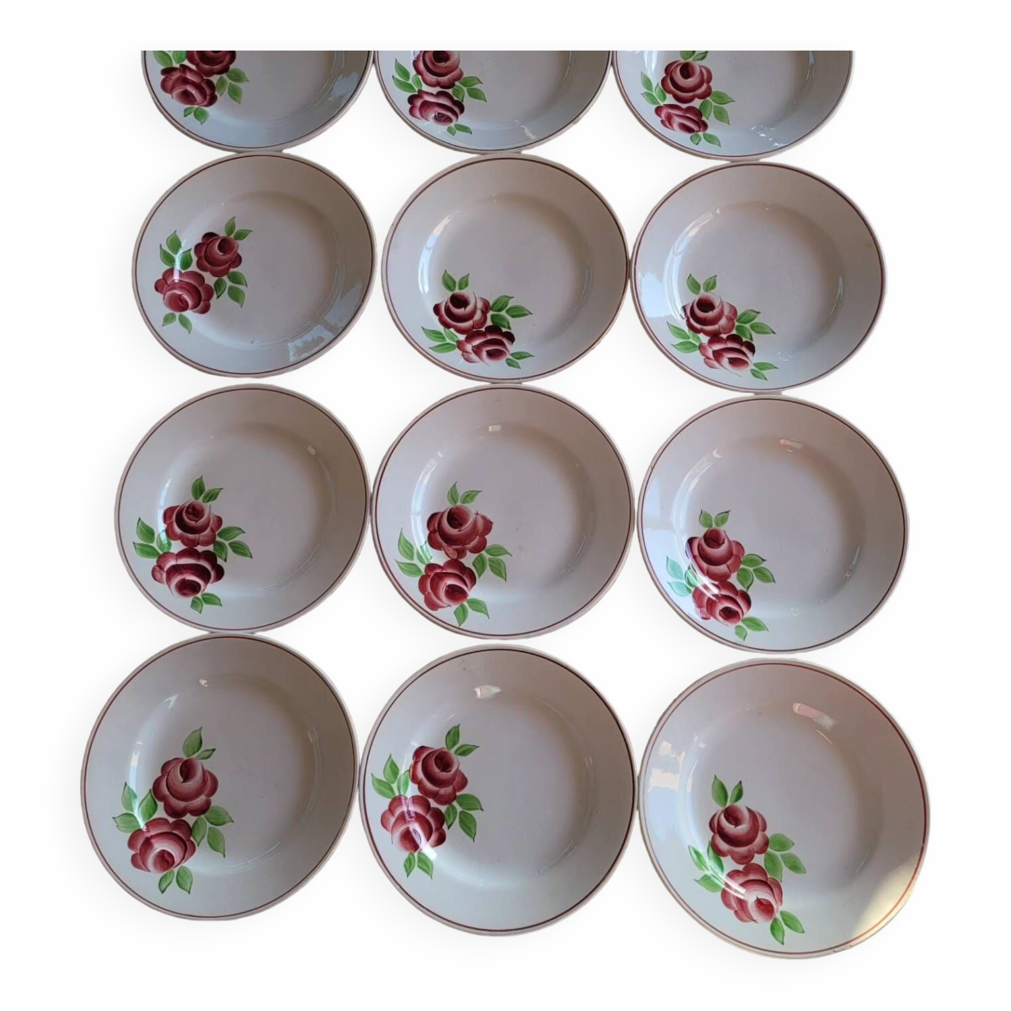 Lot of 12 old Rose Mai plates