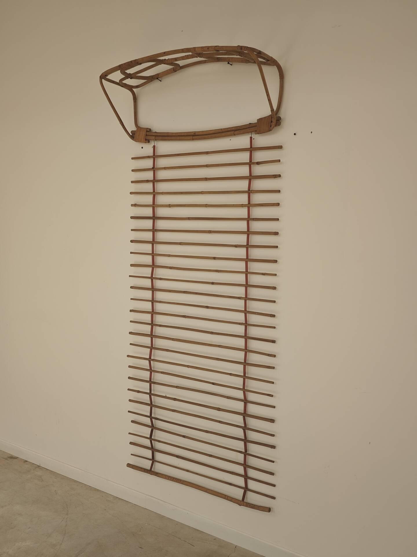 Wall-mounted coat rack in rattan, Czechoslovakia 1960