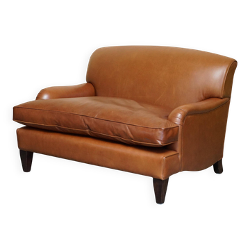 Two-seater leather armchair in Howard style by George Smith.