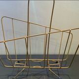 Collector vintage 60s magazine holder in gold painted metal