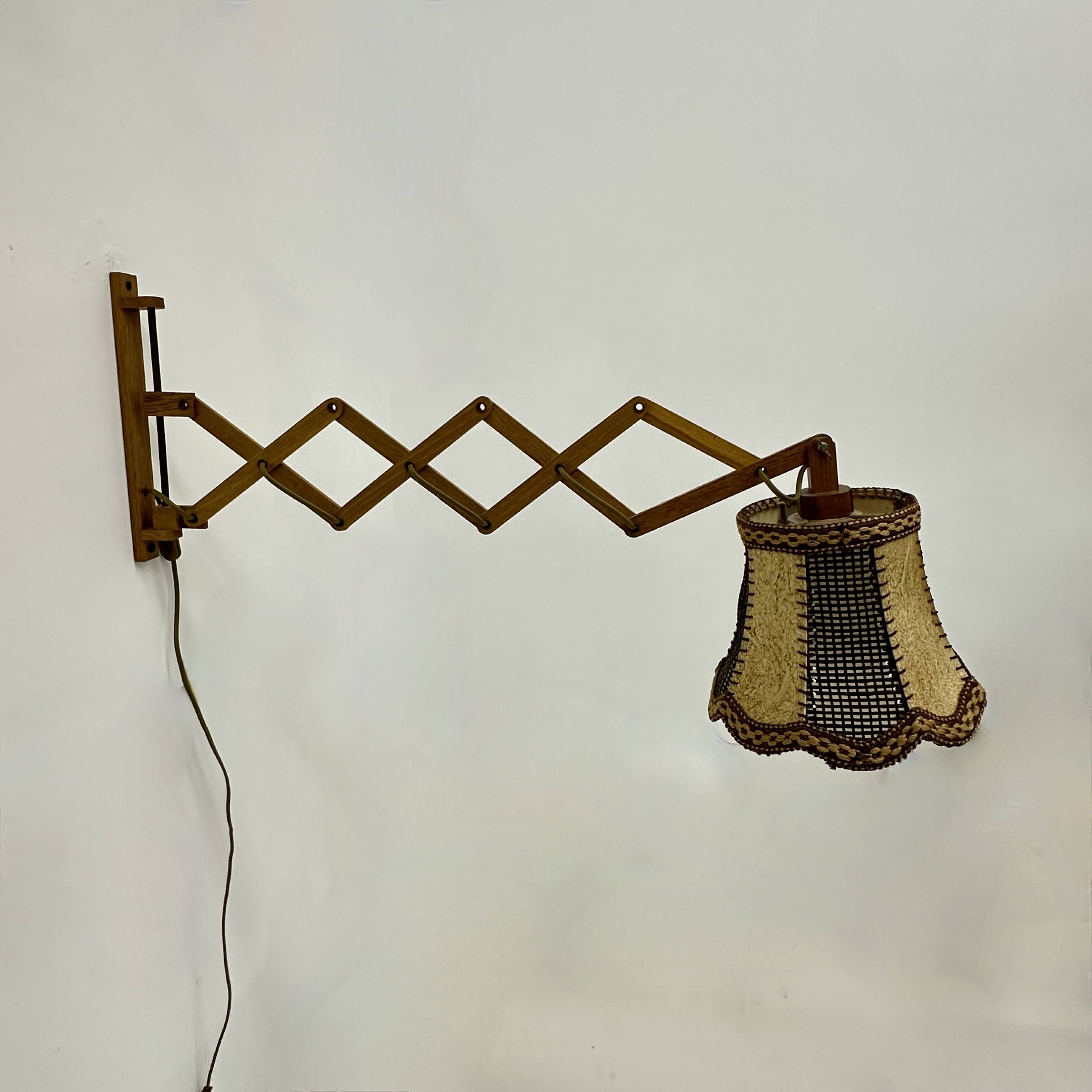 Vintage teak scissors wall lamp , 1960s