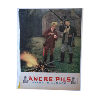 An Ancre Pils d'Alsace beer paper advertisement from a period magazine