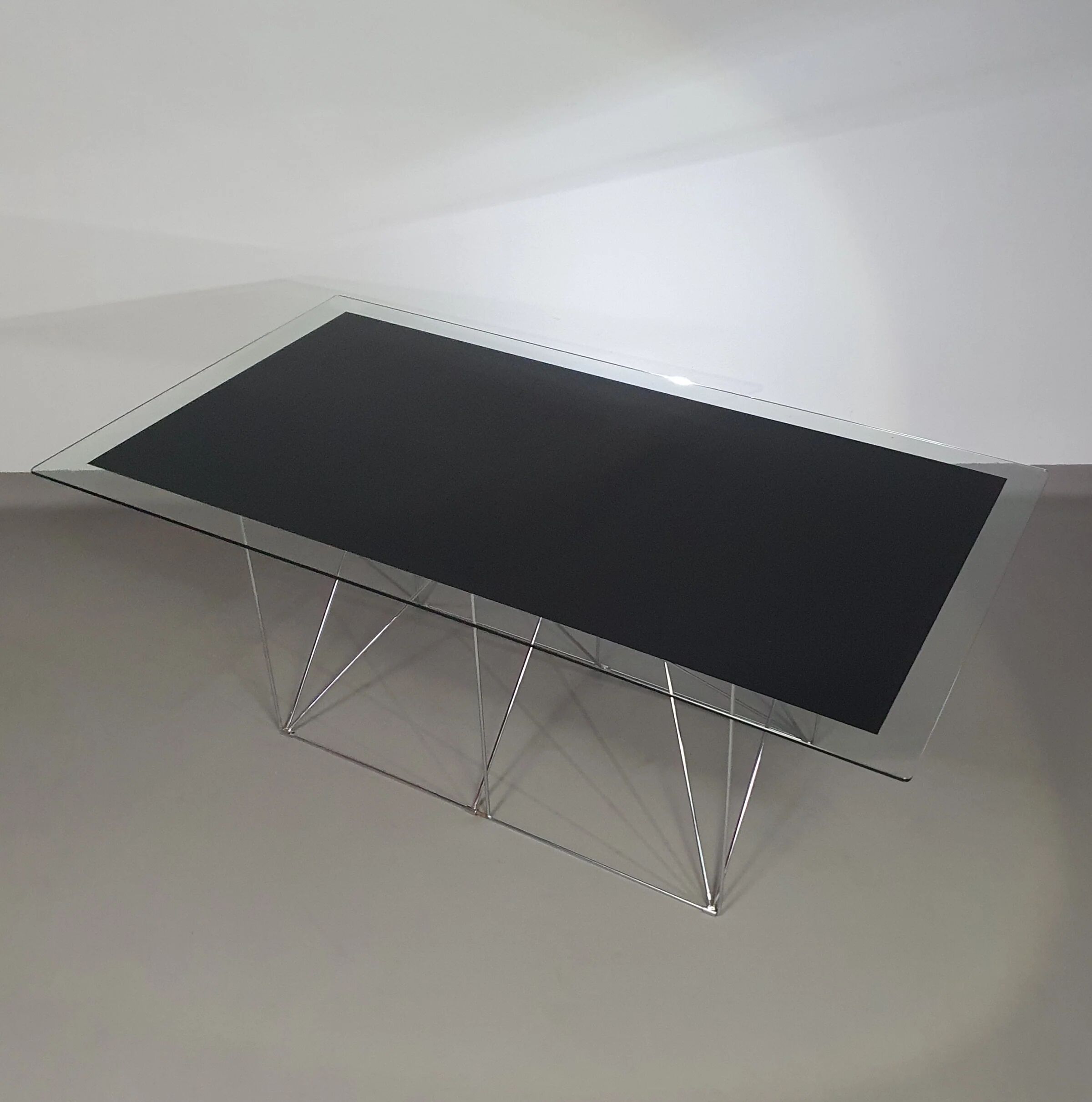 Steel and glass dining table by Max Sauze for Max Sauze Studio, 1970s
