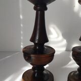 Pair of wood candlesticks turned