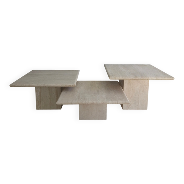 Tables gigognes- basses travertin 1970