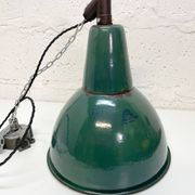 Industrial Green enamel Factory Pendant Lamp OBg-3,  1960s