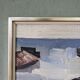 Mid-Century Modern Swedish "Boats at the Jetty" Vintage Coastal Landscape Oil Painting, Framed