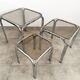 Set of 3 nesting tables, chrome and smoked glass, 1970s.