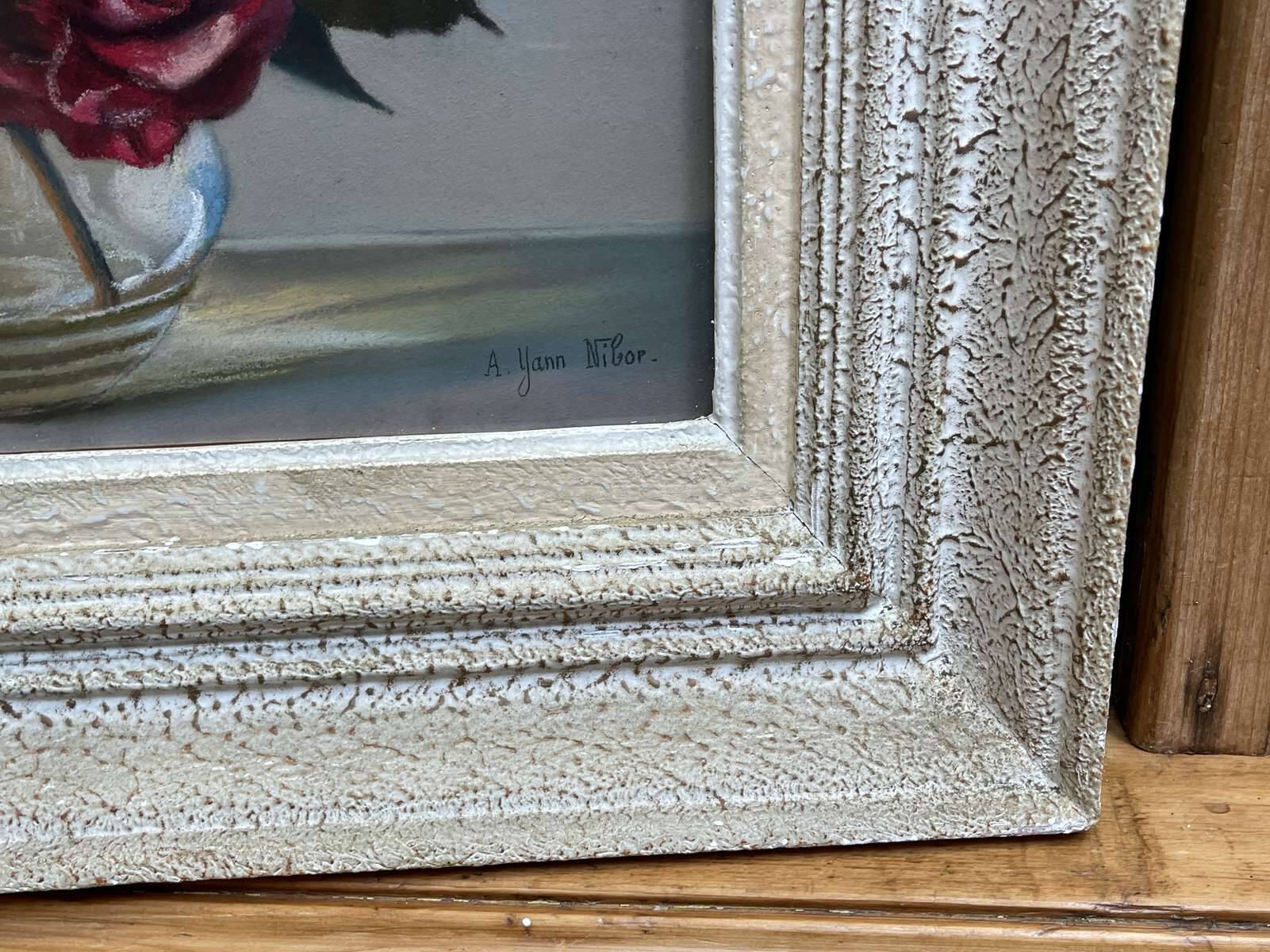 Bouquet of roses, watercolor by Yann Nibor (1857-1947)