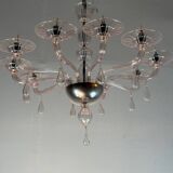 Venetian glass lustre in pink, in the style of Venini.