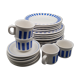 Plates saucers cups vintage white blue line hotesse ceramic
