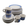 Assiettes soucoupes tasses vintage bleu blanche ligne hotesse céramique