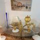 Glass round table - design 70s - Hollywood Regency