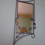 Designer mirror with gray metal surround 89x37cm
