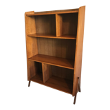 1960's vintage bookcase blond walnut and compass feet
