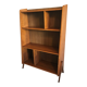 1960's vintage bookcase blond walnut and compass feet