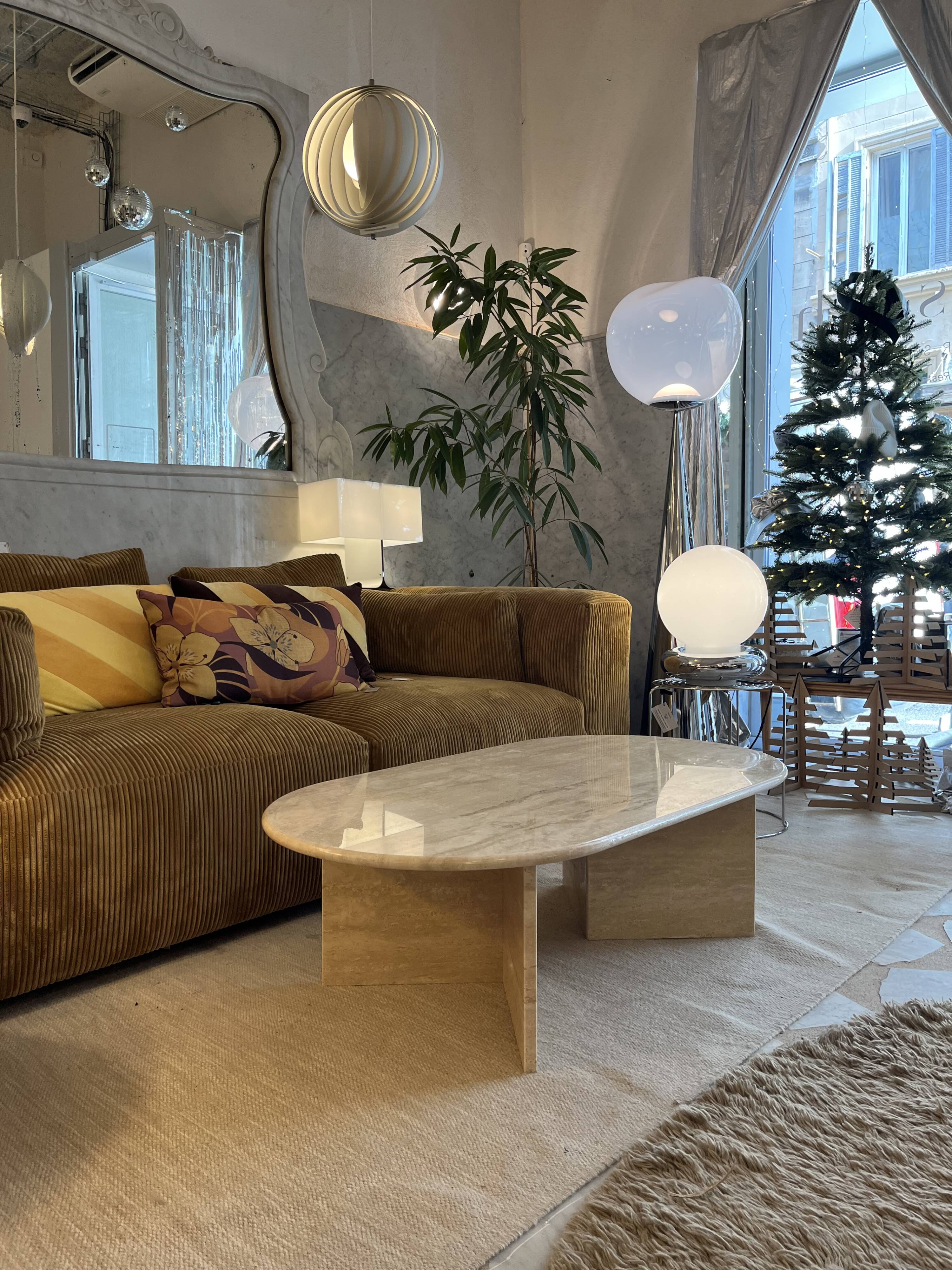 Table basse rectangle format oblong 100% Travertin Romain