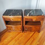 Pair of Art Deco walnut bedside tables