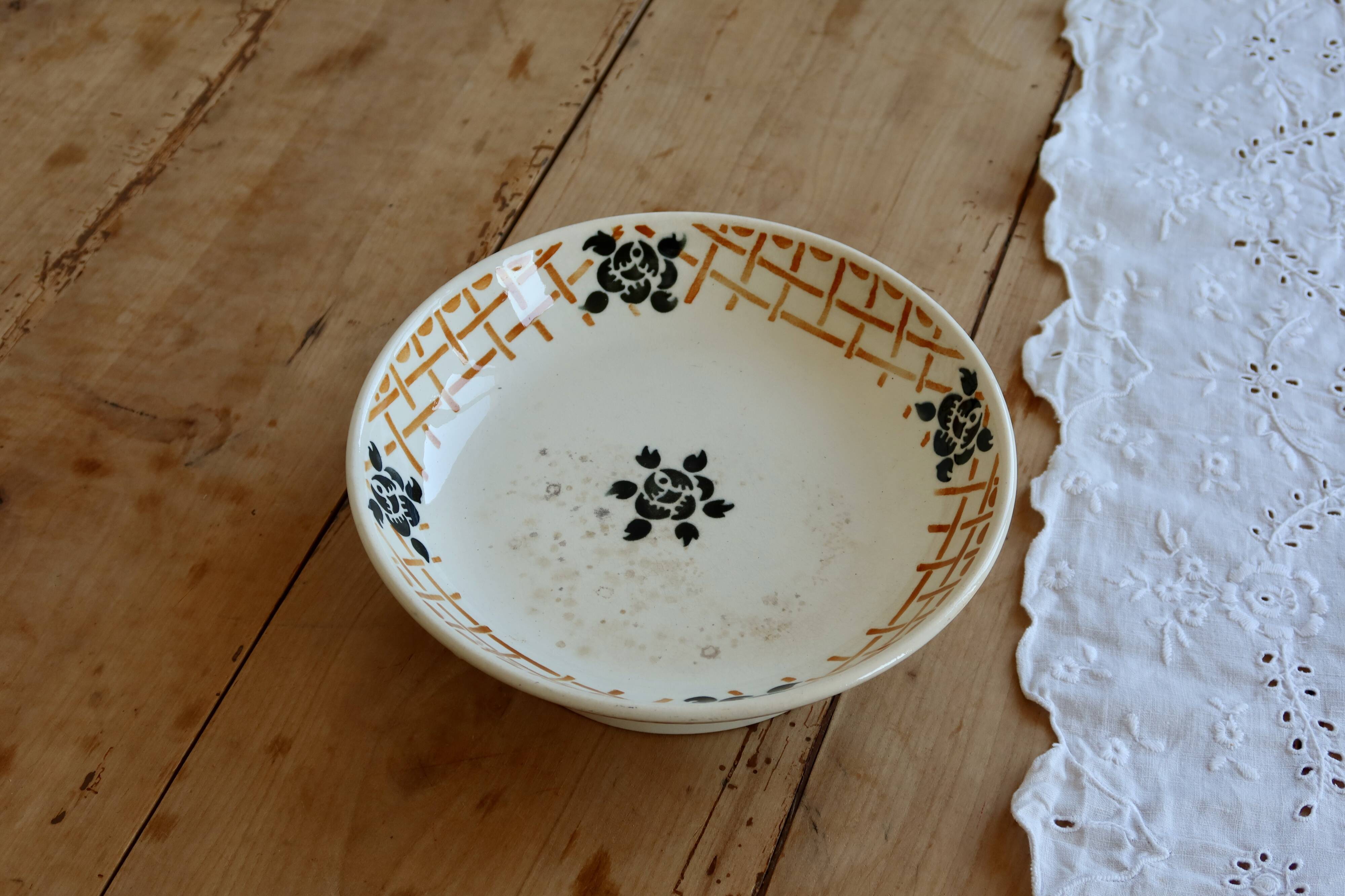Compotier bas vintage terre de fer Badonviller modèle Roscoff