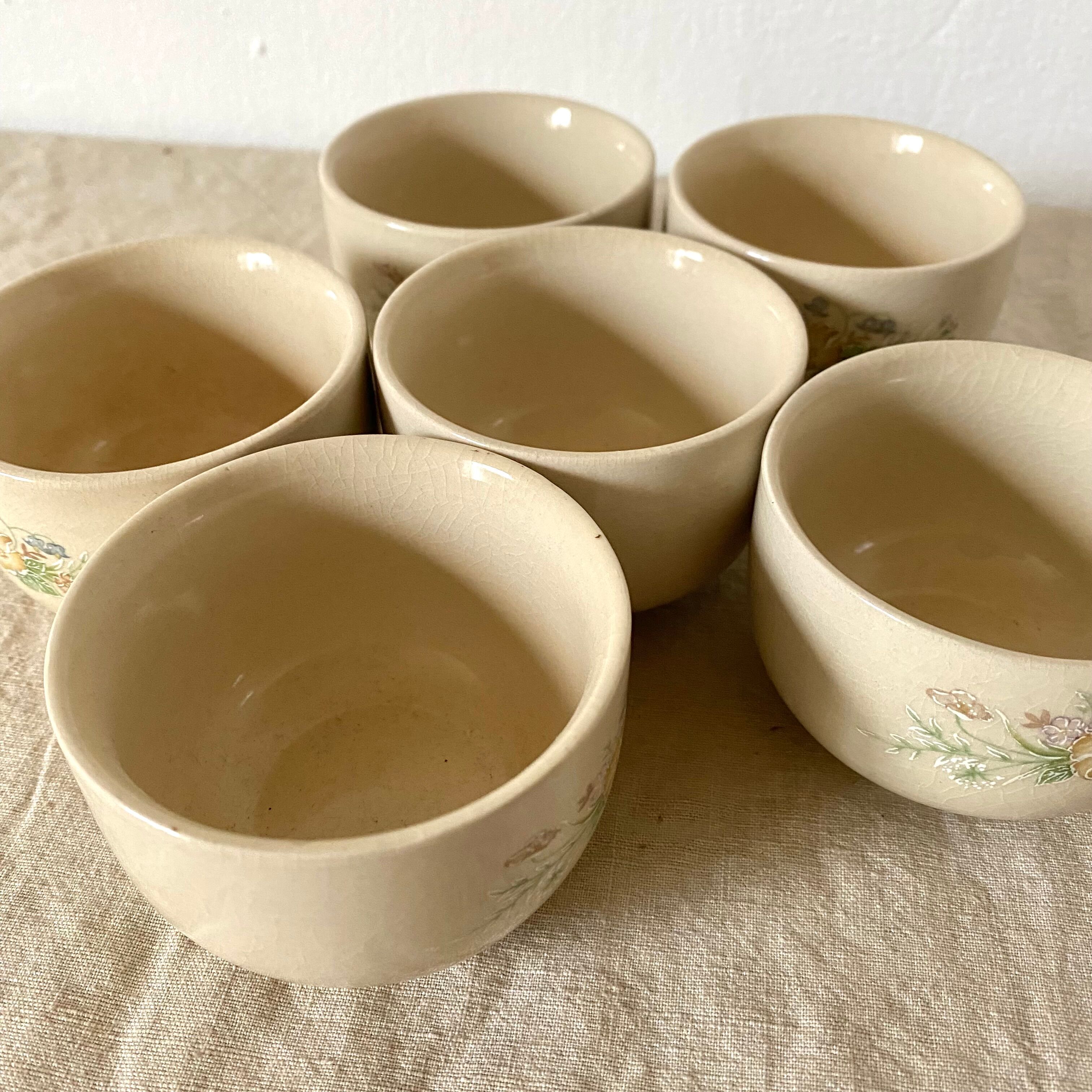 80s flowery tea bowls