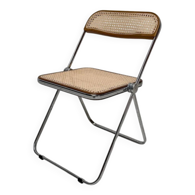 Chaise pliante en osier vintage des années 1960 Plia par Giancarlo Piretti pour Anonima Castelli