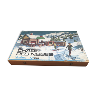 Former Construction Game JEUJURA No.2N Chalet Des Neiges - Vintage Wood Box