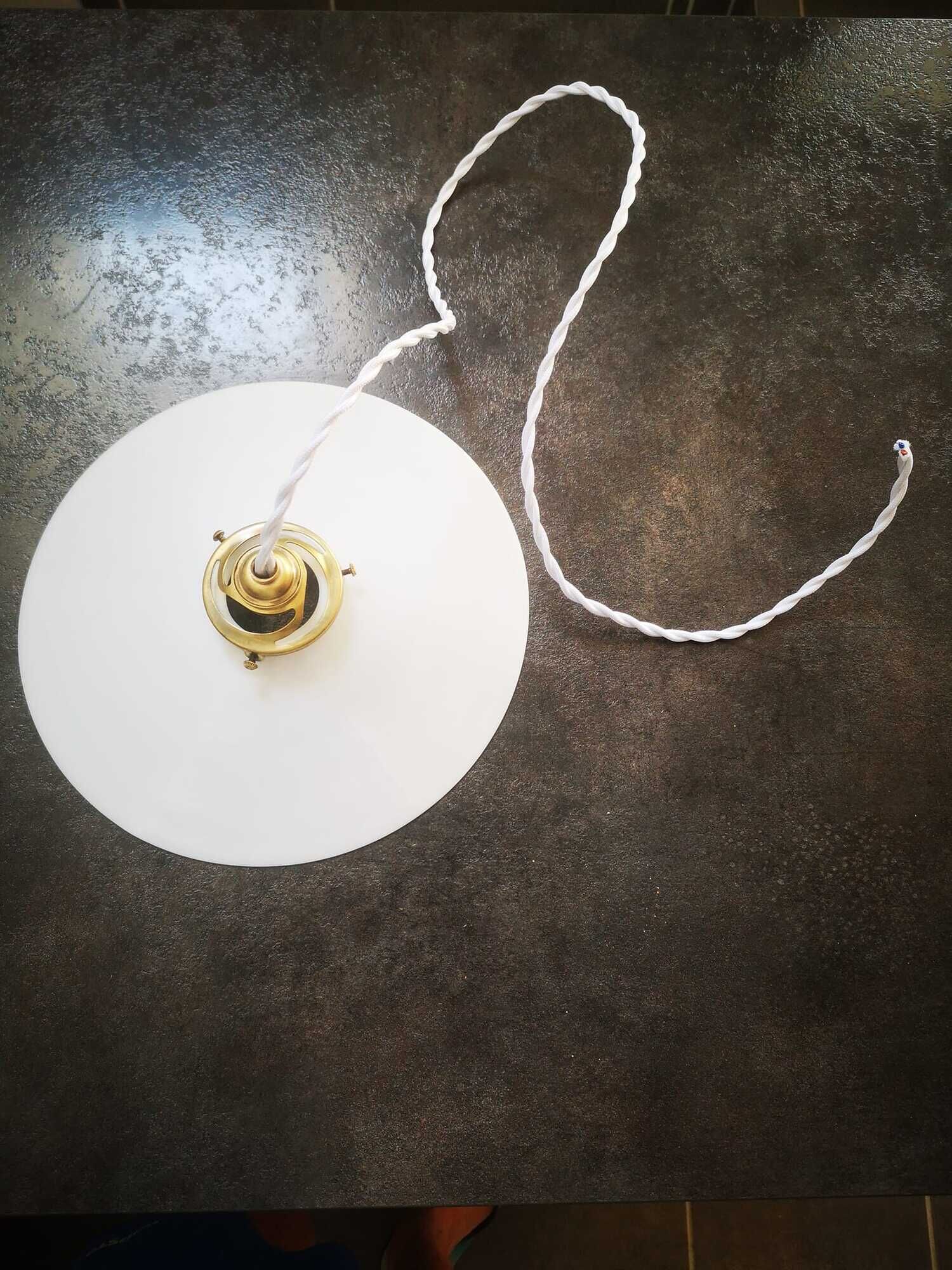 Old suspension lampshade opaline white walkman Art Deco 1930 Ø 25.5 cm n°3