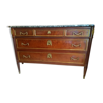 Commode Louis XVI estampillée Bircklé acajou moucheté
