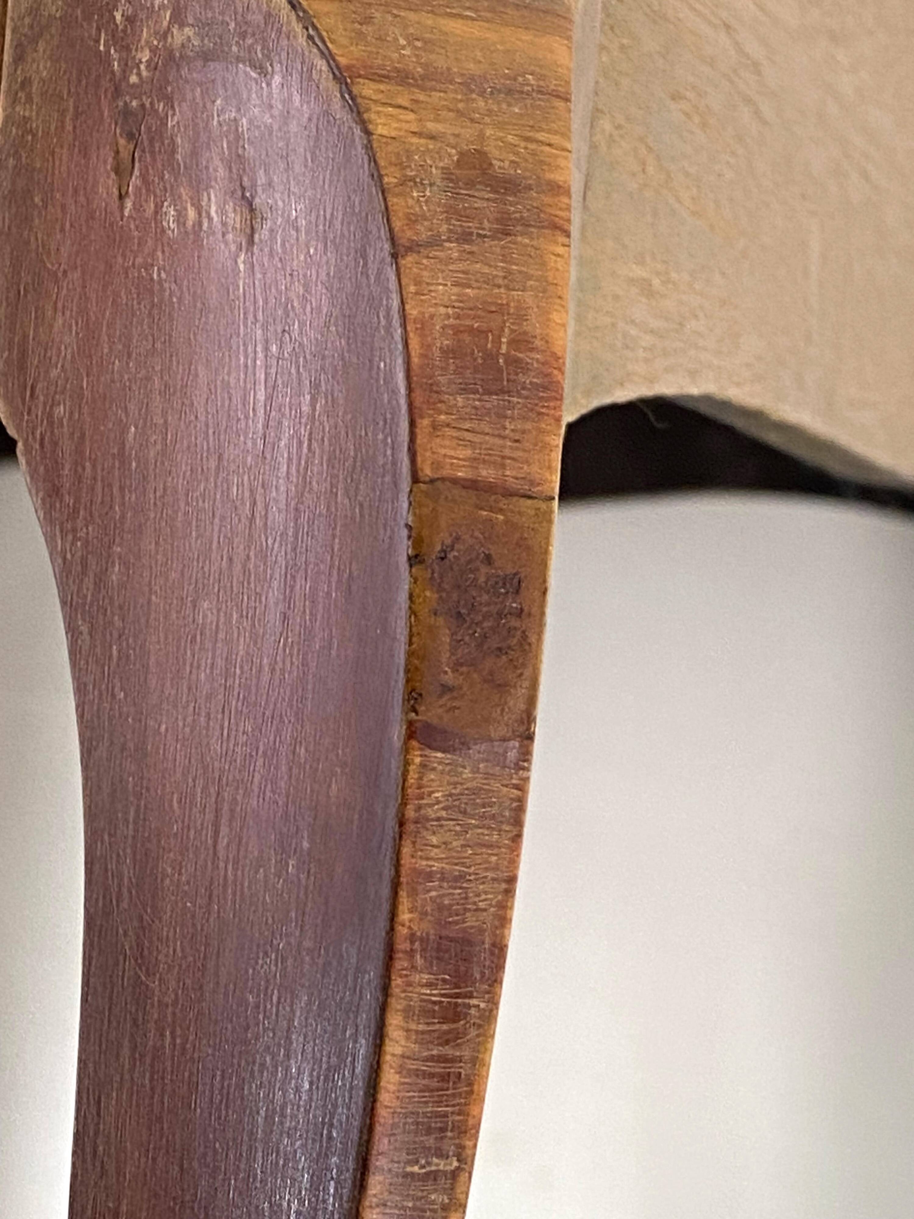 Antique Louis XV Style Bedside Table - Wood & Leather