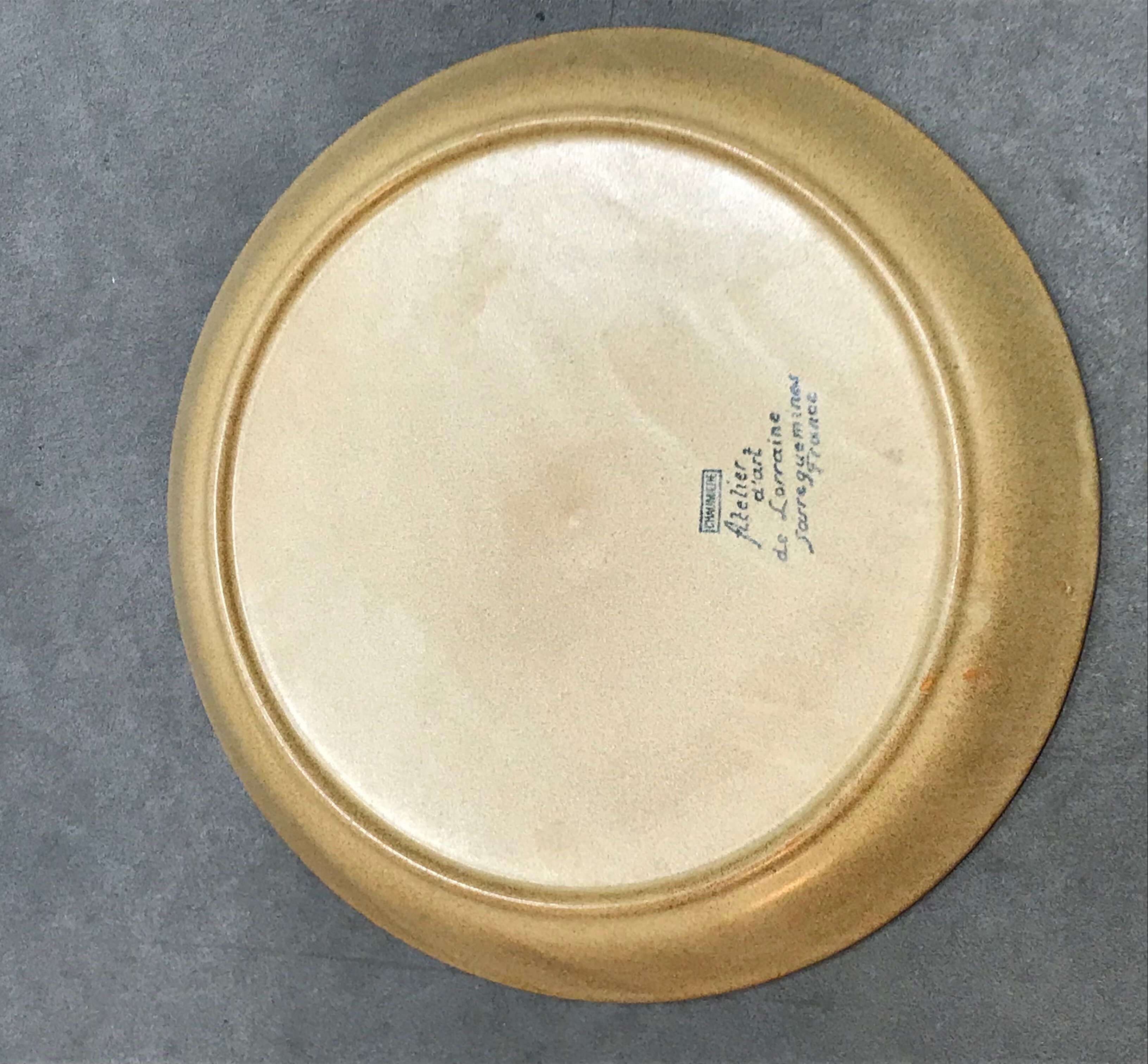 Round dish Sandstone Sarreguemines 70s