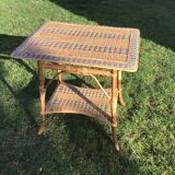 Table serves vintage two-coloured wicker rattan