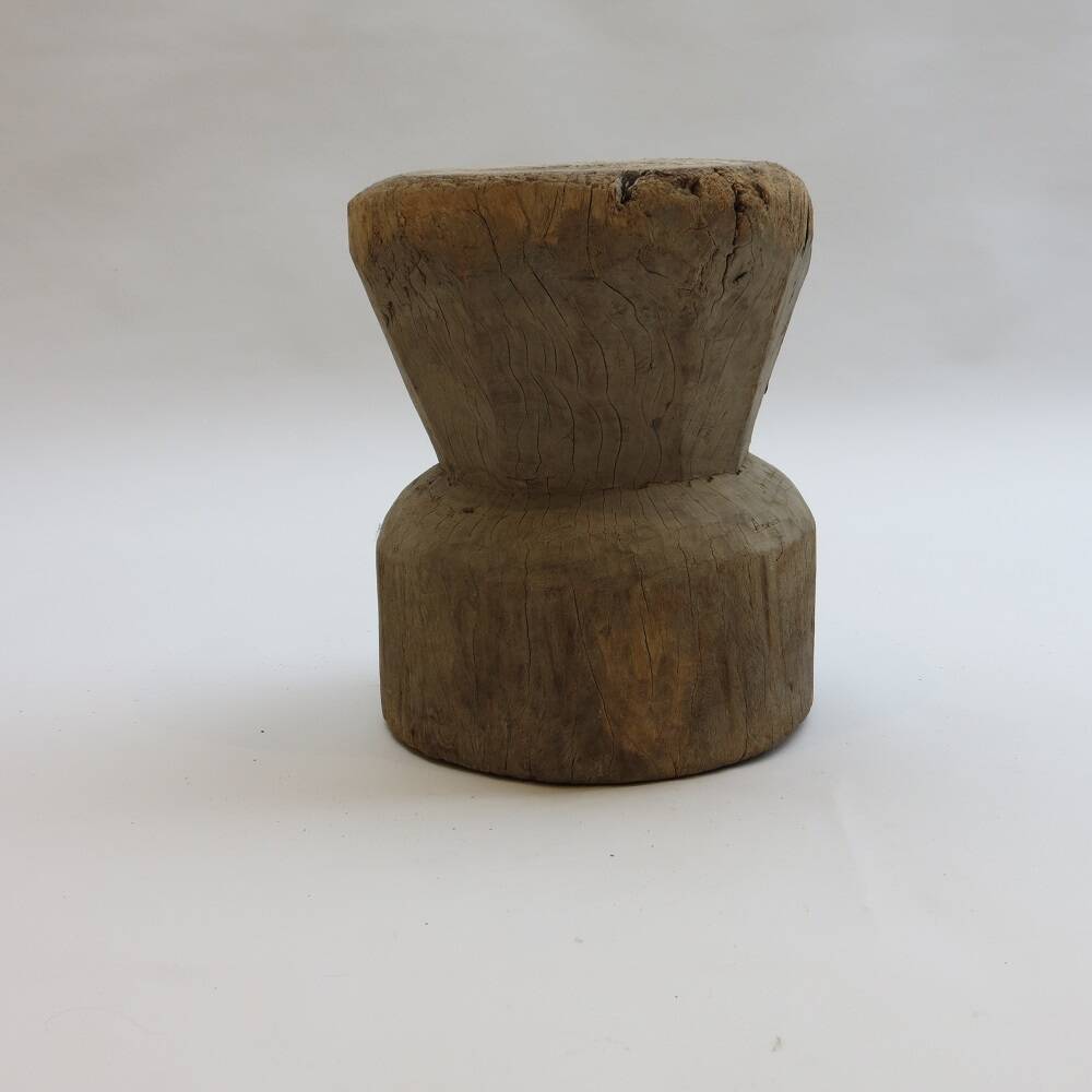 Antique Primitive Rustic African Mortar Stool Table