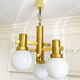 Gaetano Sciolari vintage chandelier in brass and opaline, 1970s