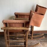 Pair of folding safari armchairs 1950