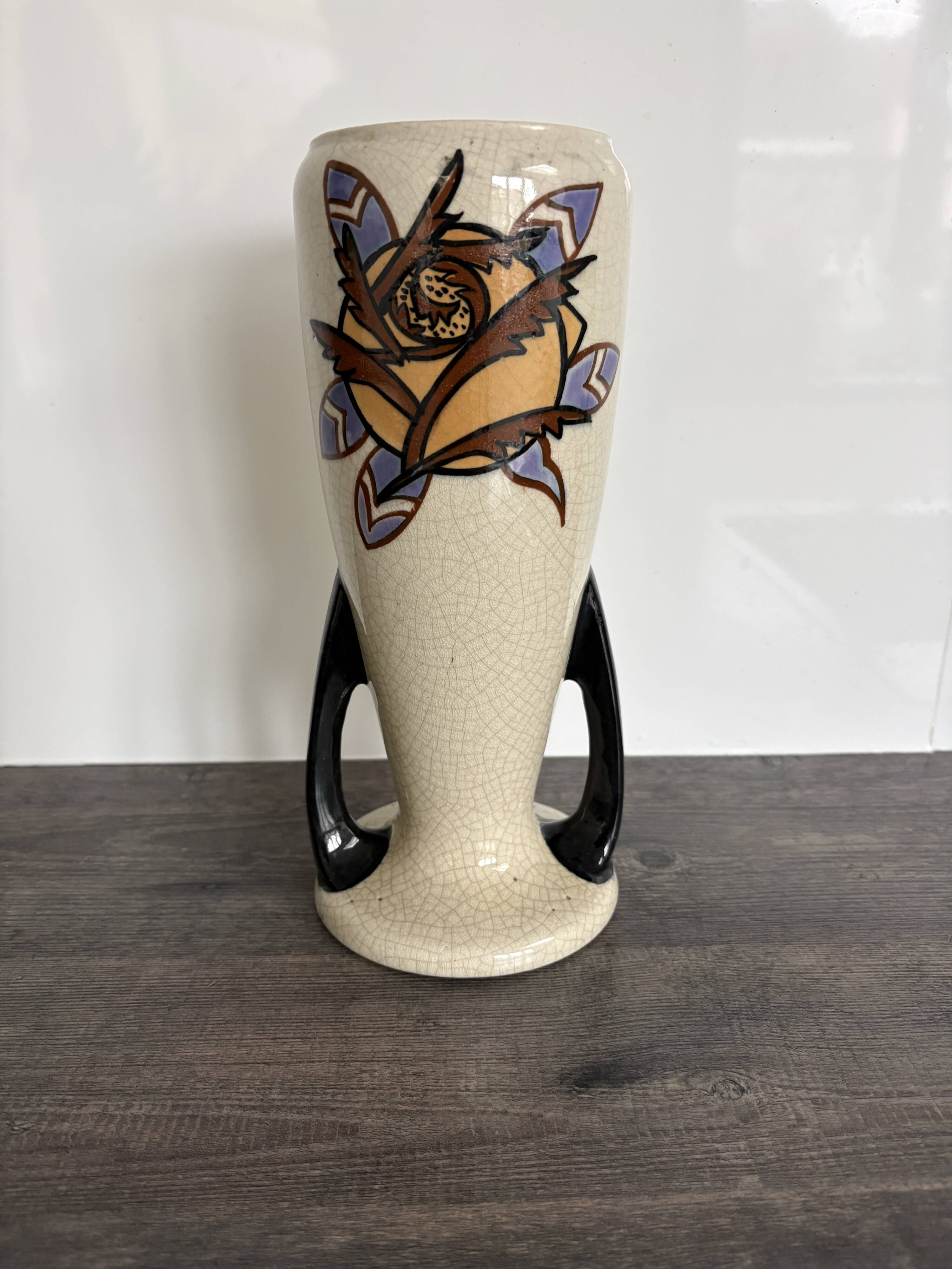 Art Deco Vase AMC Wasmuël - Crackled Ceramic