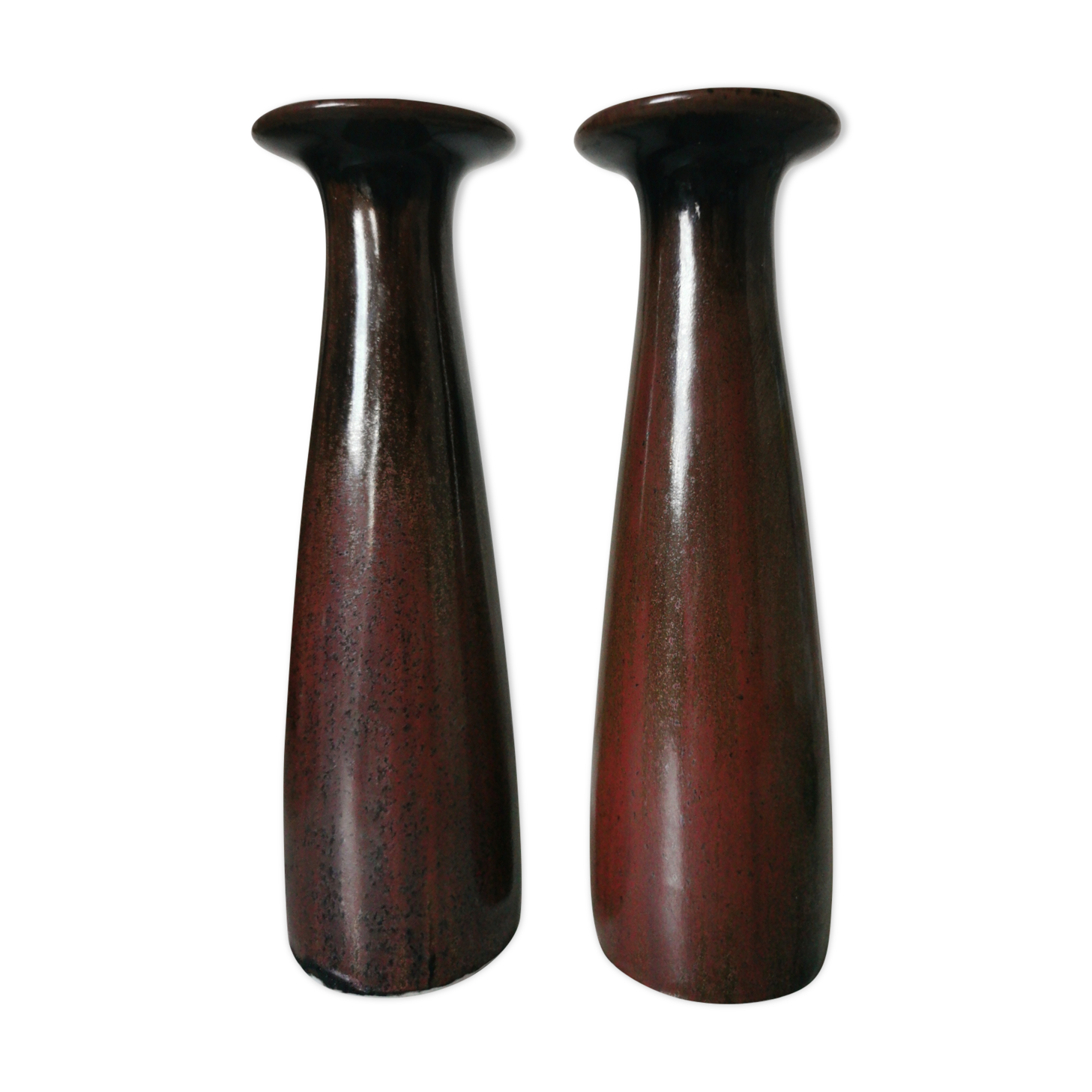 Paire de bougeoirs céramique émaillée