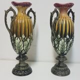 Pair of barbotine vases