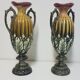 Paire de vases en barbotine