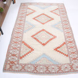4x6 blue and beige handmade oushak rug