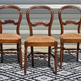 Antique Louis Philippe style chairs in walnut and velvet