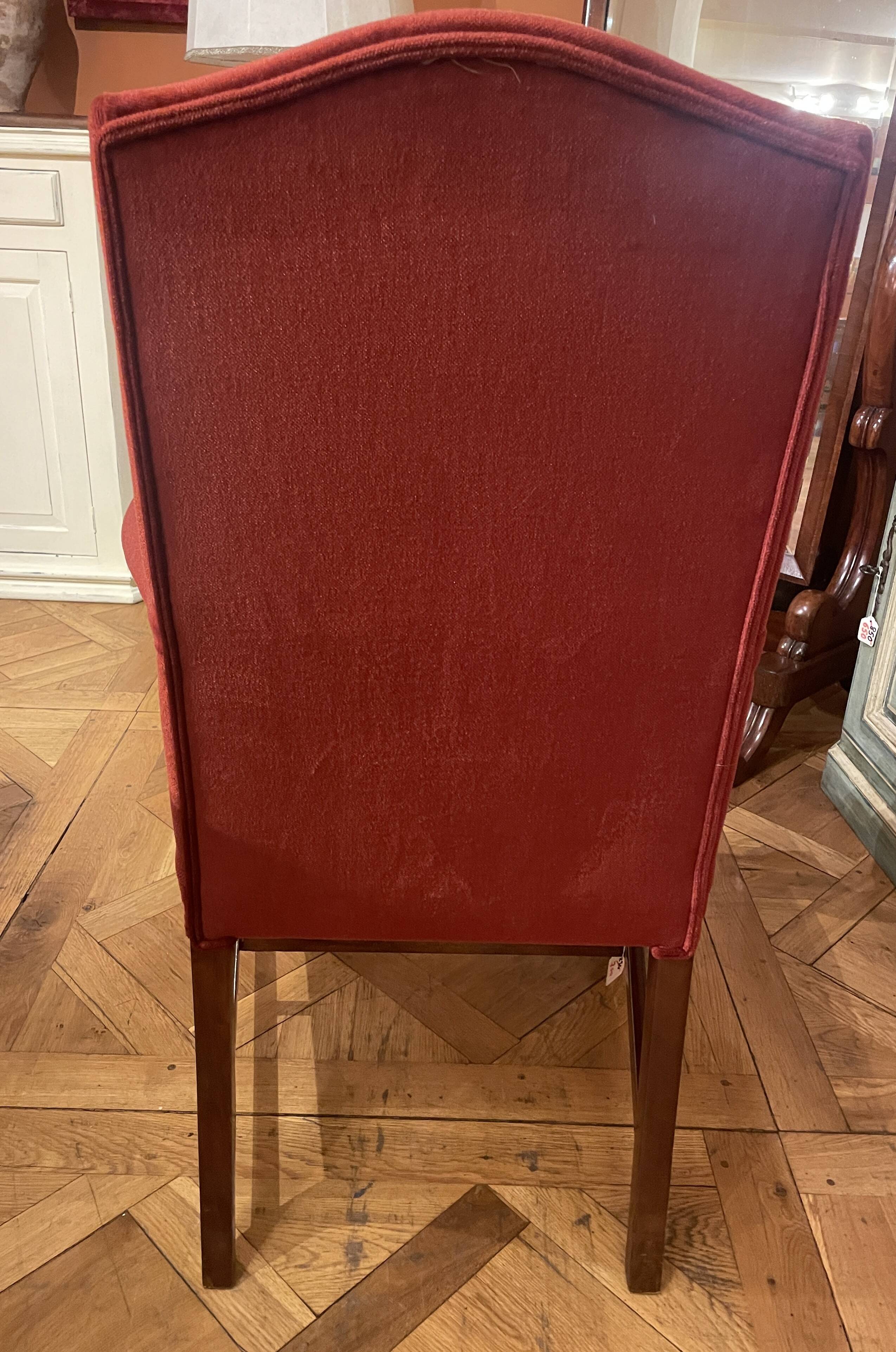 fauteuil de bureau en acajou et velours rouge