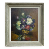 Tableau début XXème "Les dahlias"