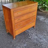 Chest of drawers of the 50s in oak compass feet 4 drawers