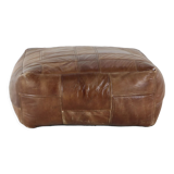 Seventies vintage patchwork leather pouf