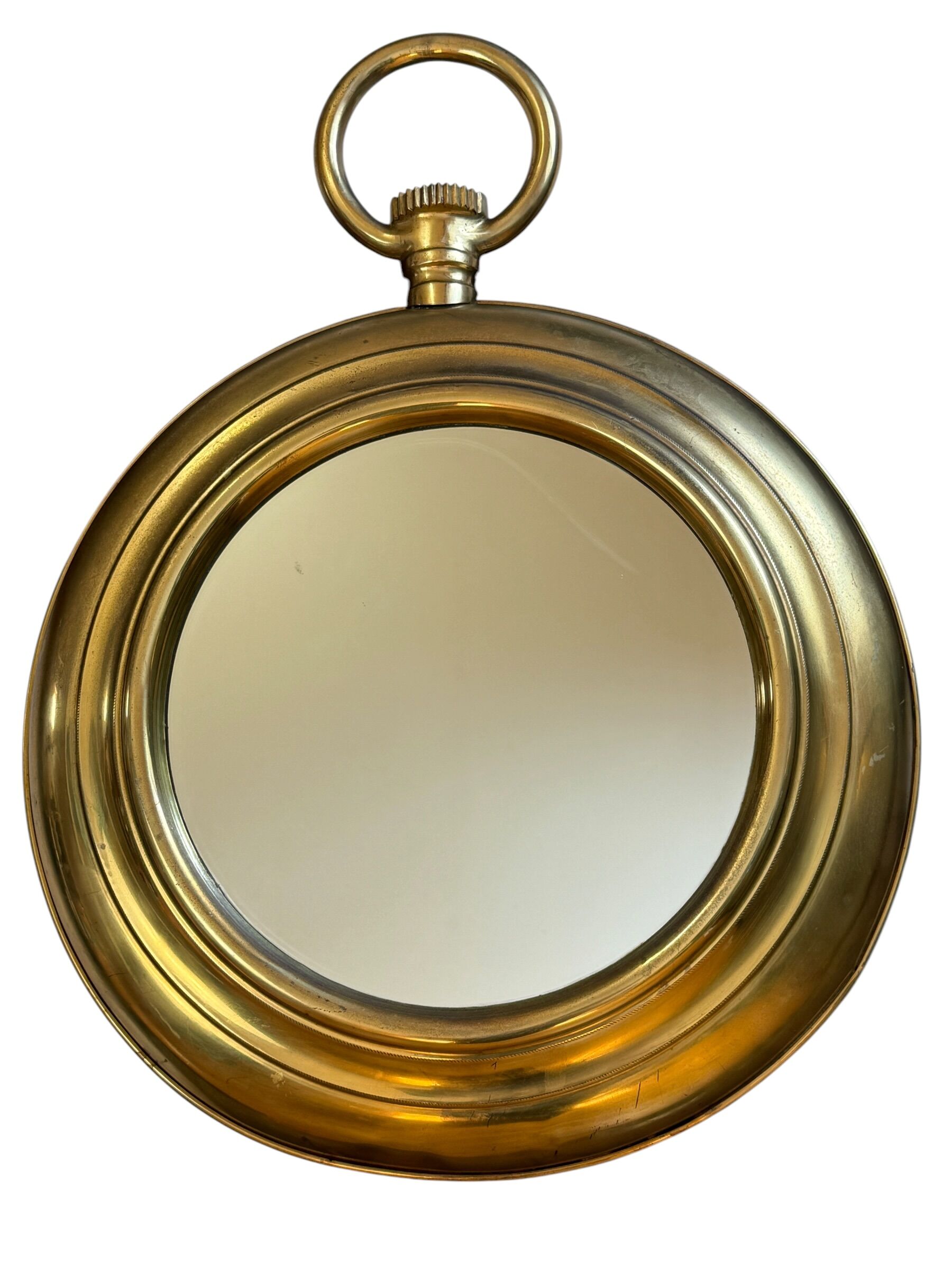 Large brass mirror in the style of Piero Fornasetti, 60 Italy.