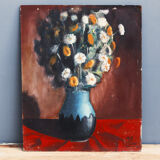 Oil on panel, bouquet of flowers, signed