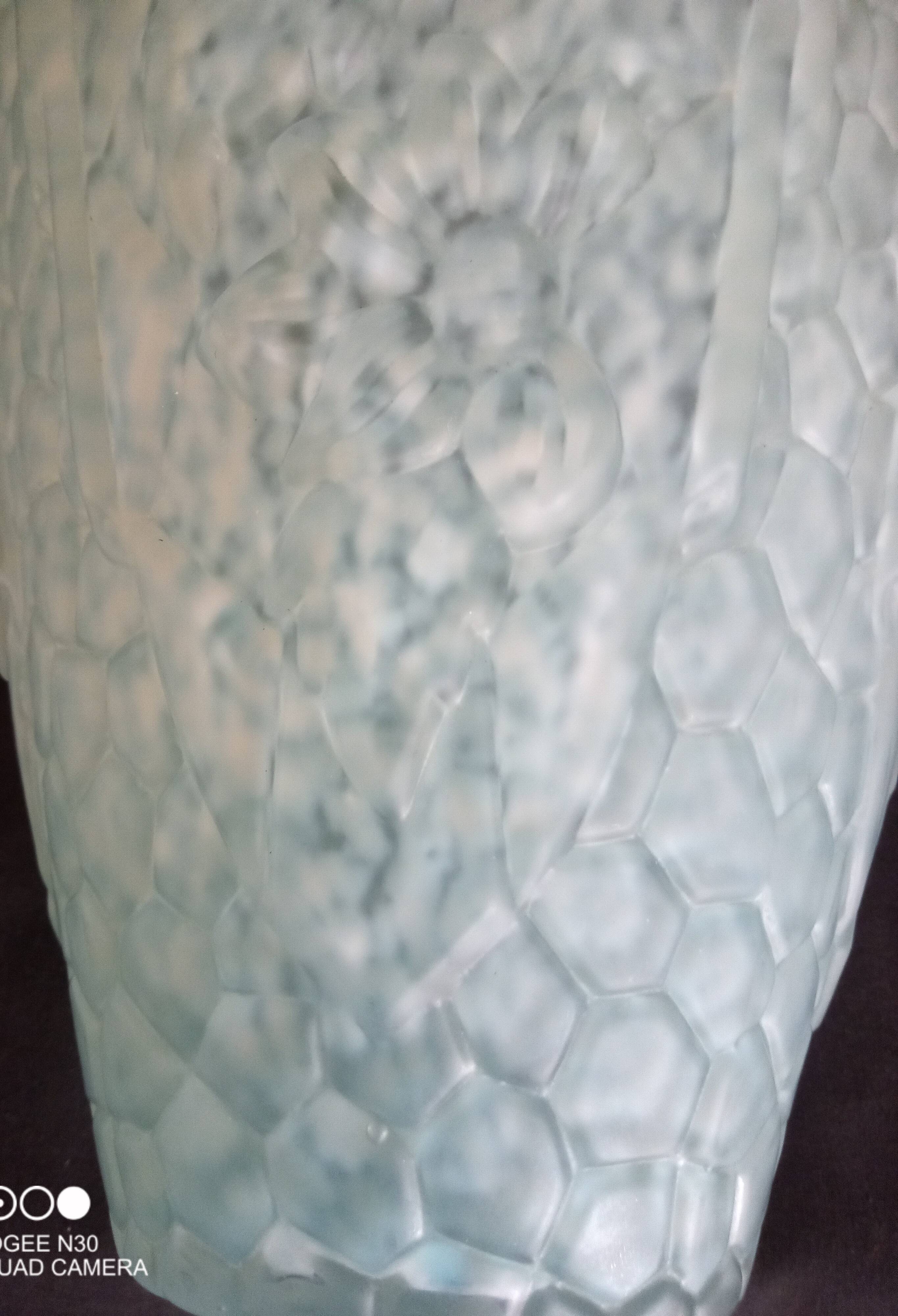 Art Deco vase in pressed molded glass paste, speckled blue color, h - 29